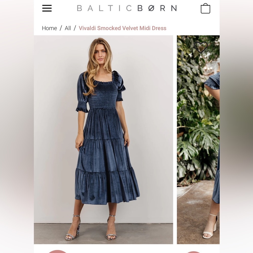Baltic born velvet blue dress. Only worn once. Size small. Never altered :)